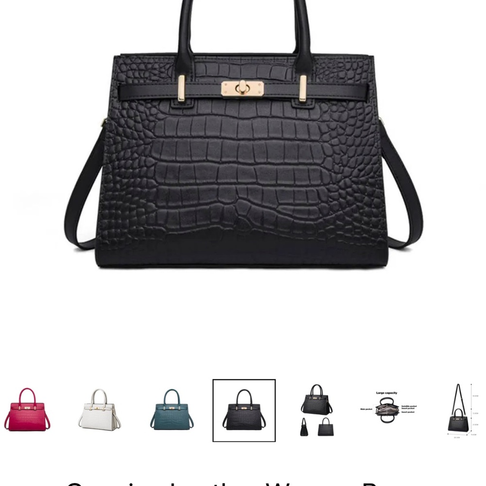 Elegant Black Crocodile Pattern Women's Bag